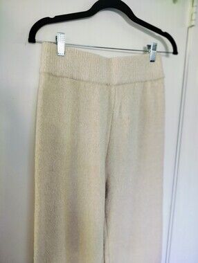 NWT by the River Cozy Life Knit Wide Leg Pants Medium Cream Cotton Blend Lounge